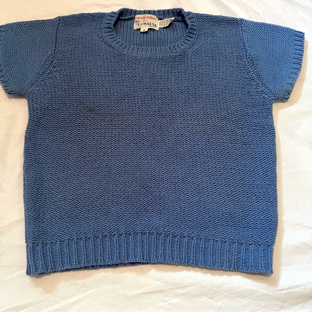 Nicole Miller Blue Crew Neck Sweater